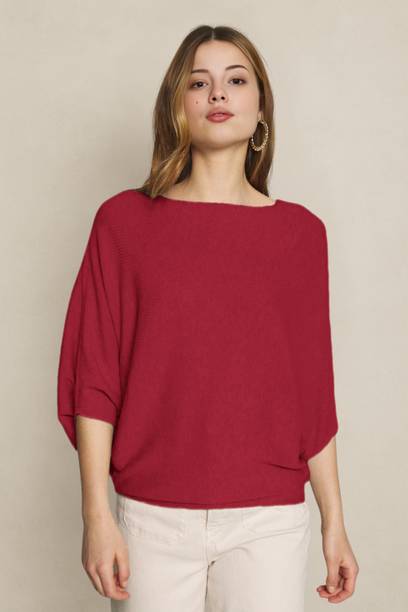 NACHU Party Solid Women Red Top