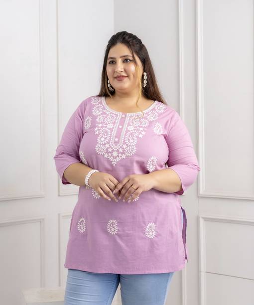 Casual Regular Sleeves Embroidered Women Pink Top