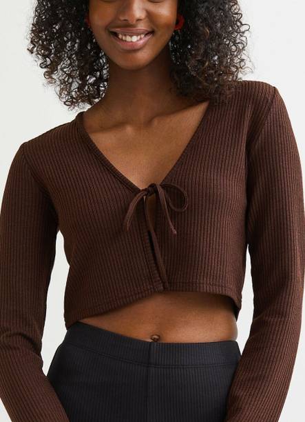 SIGHTBOMB Casual Solid Women Brown Top