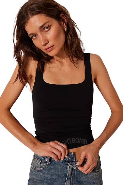Party Sleeveless Solid Women Black Top