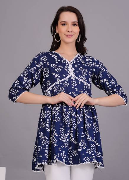 The Swagg Casual Printed Women Blue Top