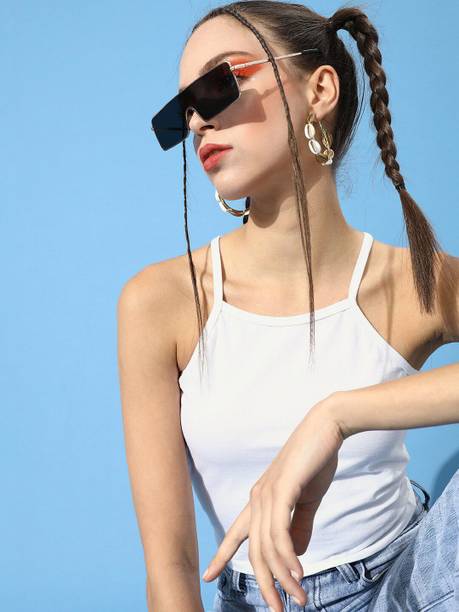 BAESD Casual Shoulder Straps Solid Women White Top