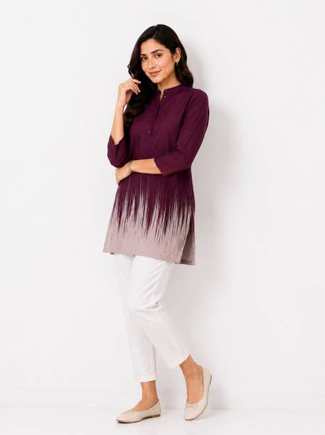 Casual Regular Sleeves Ombre Women Maroon, Beige Top