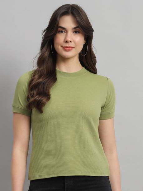 BAESD Casual Regular Sleeves Solid Women Green Top