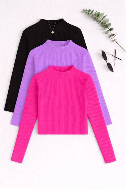 Pack of 3 Casual Regular Sleeves Solid Women Multicolor Top