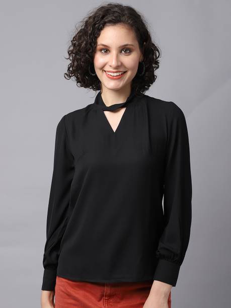 Zoie Casual Solid Women Black Top
