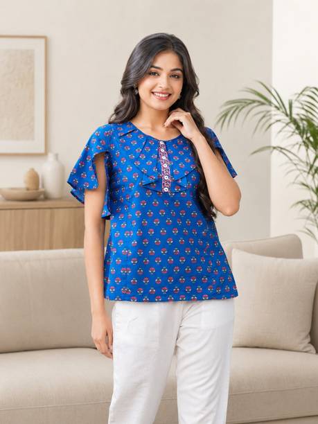 KALINI Casual Flared Sleeves Printed Women Multicolor Top