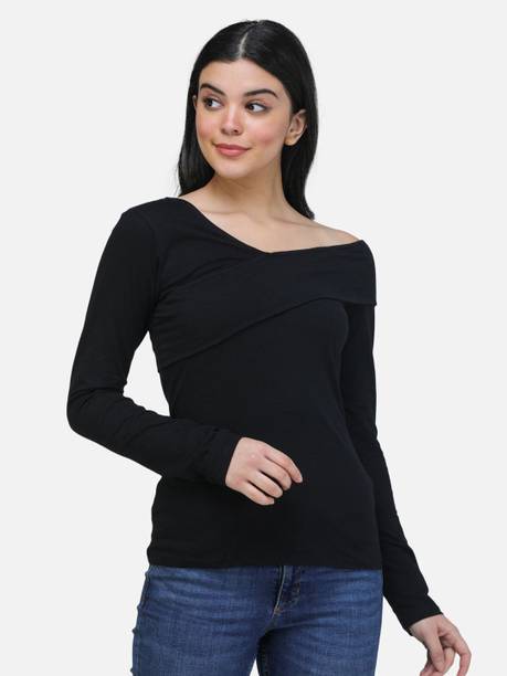 BAESD Casual Regular Sleeves Solid Women Black Top