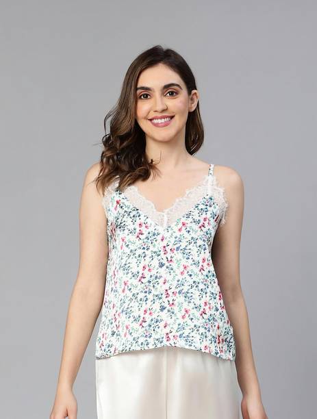 Casual Noodle Straps Printed Women Multicolor Top