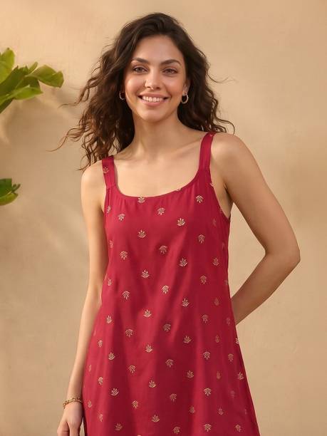 Casual Sleeveless Floral Print Women Red Top