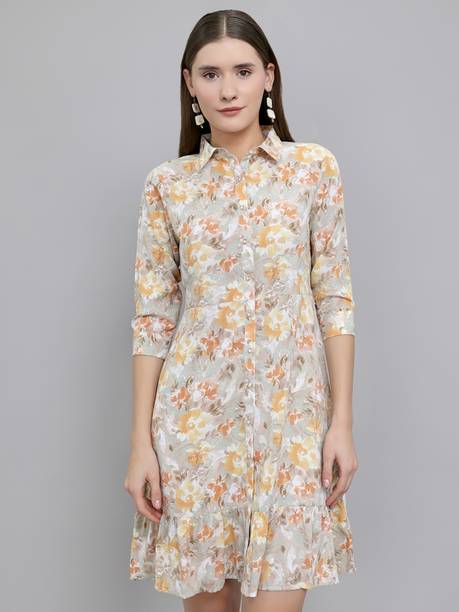 Casual Regular Sleeves Floral Print Women Brown Top