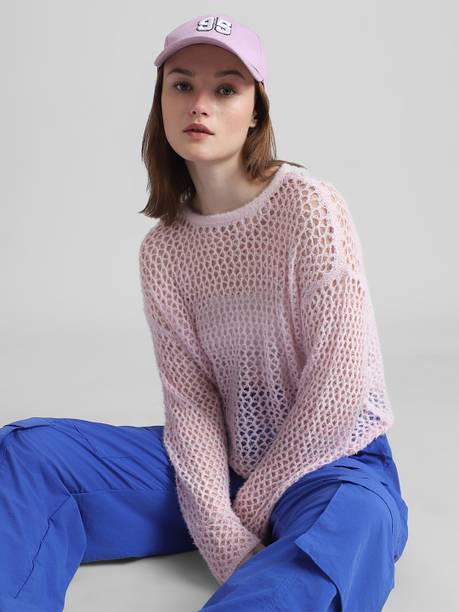 Casual Regular Sleeves Self Design Women Pink Top
