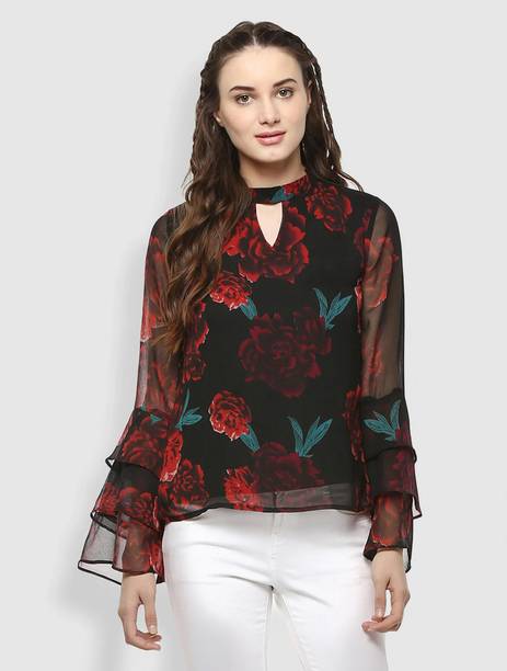 RARE Casual Regular Sleeves Floral Print Women Multicolor Top