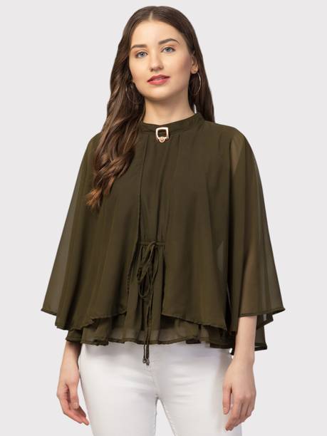 Shonisha Casual Solid Women Dark Green Top