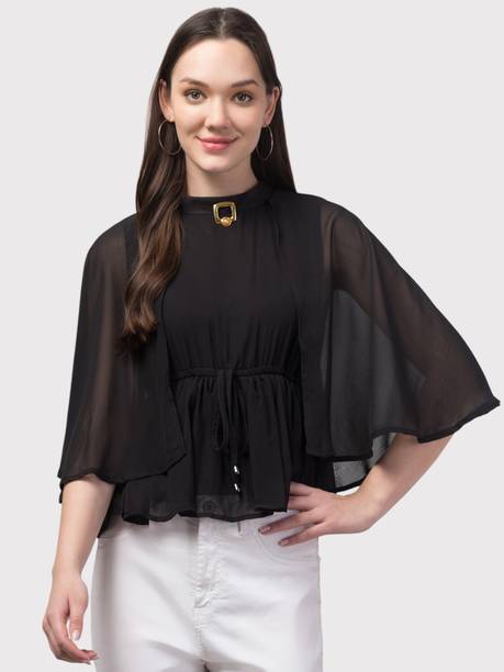 Shonisha Casual Solid Women Black Top