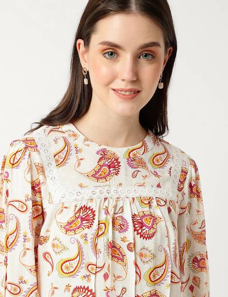 MARKS & SPENCER Casual Regular Sleeves Printed Women Multicolor Top