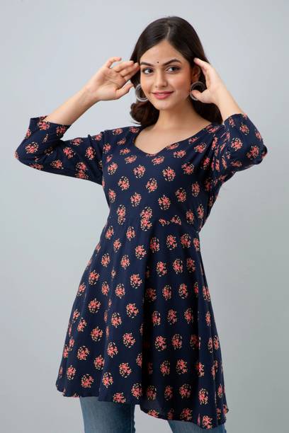 ftDiva Casual Printed Women Blue Top
