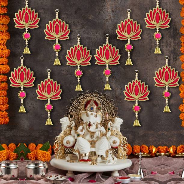 Jack Lawrence Home Decor and Festive Decorations Lotus Wall Hanging with Bells – Set of 10 Toran