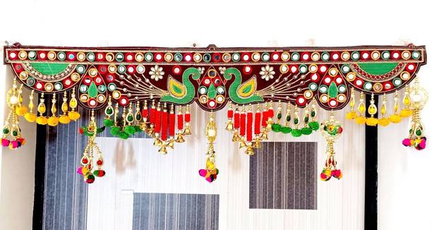 P A HEALTH AND FITNESS Traditional Velvet Embroidery Peacock Jula Jhumar /Toranam Home Decor.[3FT] Toran