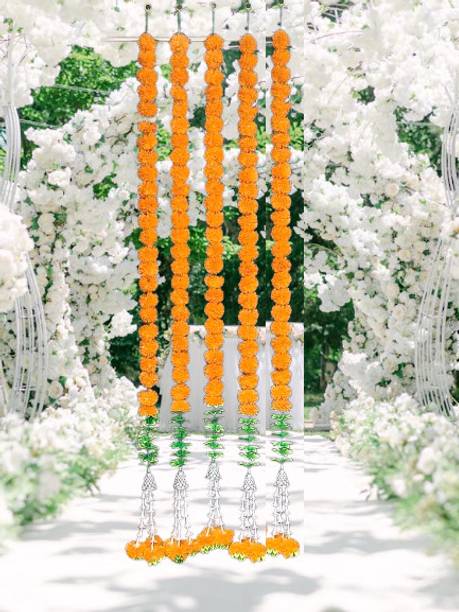 LOVANSH Artificial Marigold & Leaf Toran Garland for Door/Home Decoration 5 PC Toran