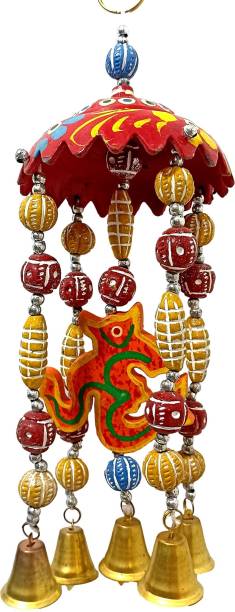 athizay Indian Door Bell Religious Ganesha Design Temple Bell for Home Multicolor Toran