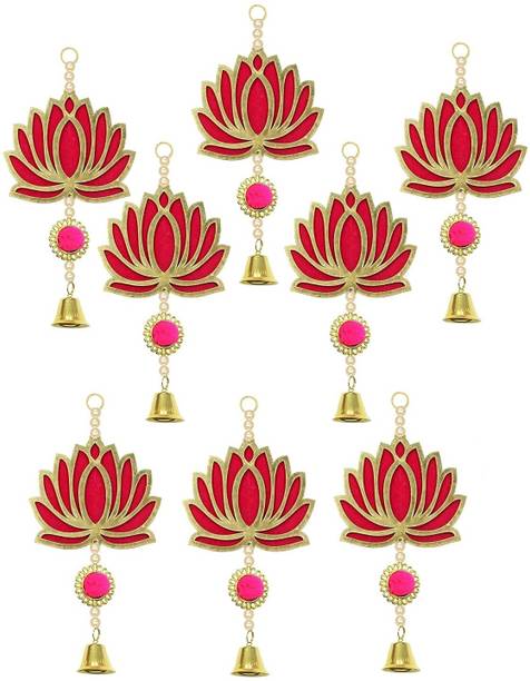 WAHHSON Handmade Pom Pom Style Lotus Wall Door Hanging Bandanwar Latkan Decoration-8pcs Toran