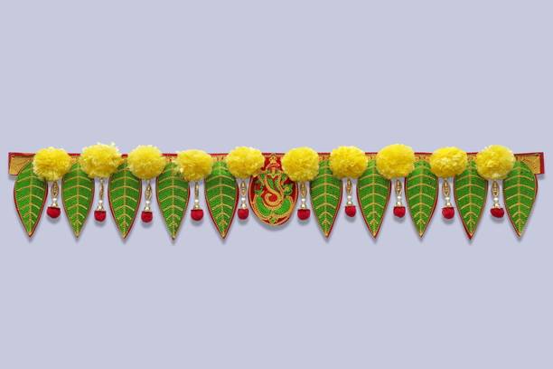 SHREEJI HANDICRAFT Ganesh pan With Artificial Yellow Marigold Flower Door Toran