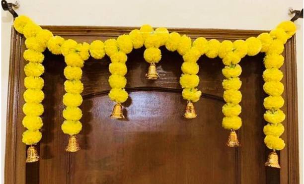 Jack Lawrence Yello Artificial flowerBeautiful Toran with Bell for Door / Wall Decoration Toran