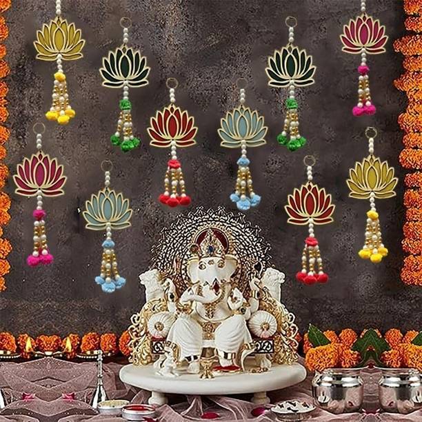 WAHHSON Lotus Wall Door Hanging Bandanwar Latkan for Home Pooja Room Decor Diwali -12pcs Toran