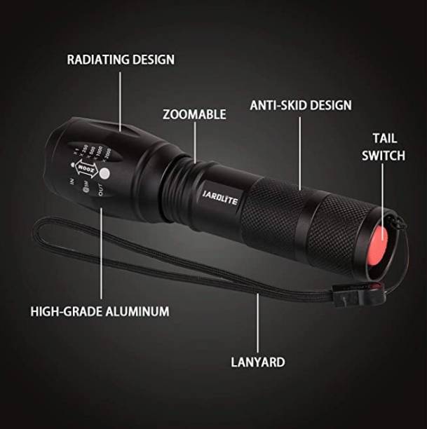 MHAX Torch Light 5 Modes Zoom Torch with Re Charge able Battery Flashlight Torch