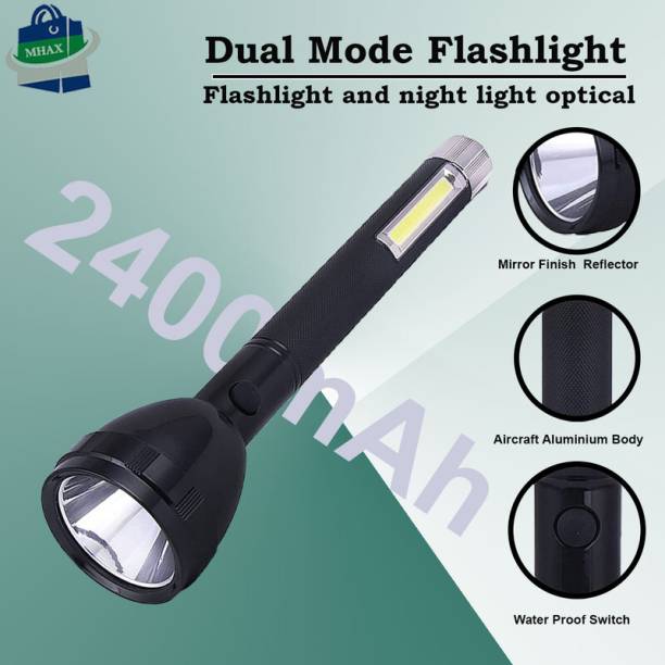 MHAX 2Mode 5W+3W Lithium Battery Long Range Led torch_Light Rechargeable with 2000mAh Torch
