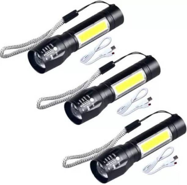 99Drops (Pack of 3) Mini Pocket Torch Light Supe Torch 9cm, Rechargeable) Torch