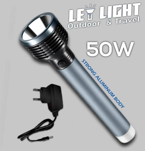 iDOLESHOP 50W Long Range Torch Rechargeable Search Light LED Flashlight Aluminum Body Torch