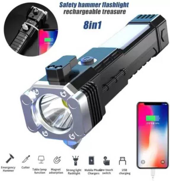 DNM Hammer Torch LED Flashlight Long Distance Beam Range with Power Bank Torch