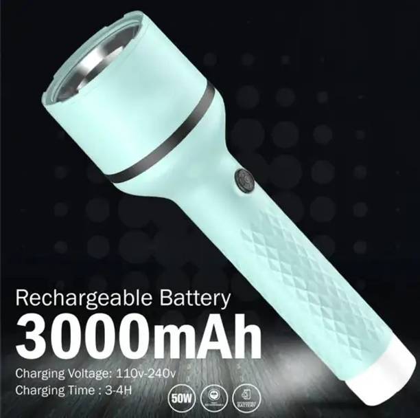 CRENTILA Rechargeable 2 in 1 Long Distance Torch Up to 1 Km high power & Dual Battery S9, Torch