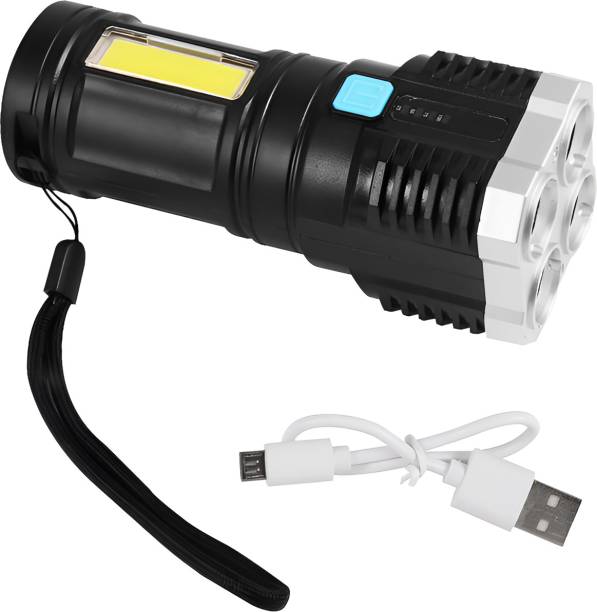 DeoDap 4 Led Torch Light Rechargeable Flashlight Range 800 Lumens Emergency Torch Light Torch