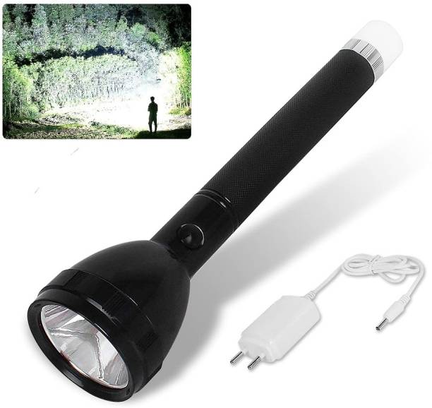 CRENTILA 1 Km Lithium Battery Long Range Led torch Light Rechargeable & Dual Battery Best Torch