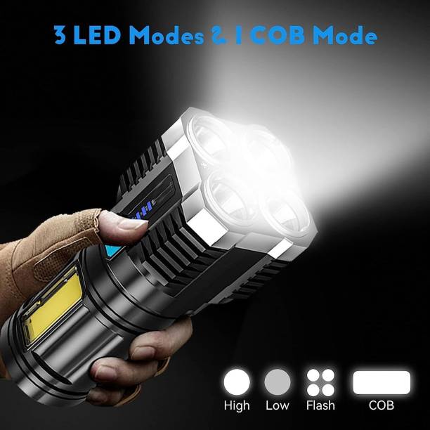 Storia RECHARGEABLE TORCH 4 IN ONE FLASH LIGHT WITH BACK LIGHT Torch 3 hrs Torch Emergency Light