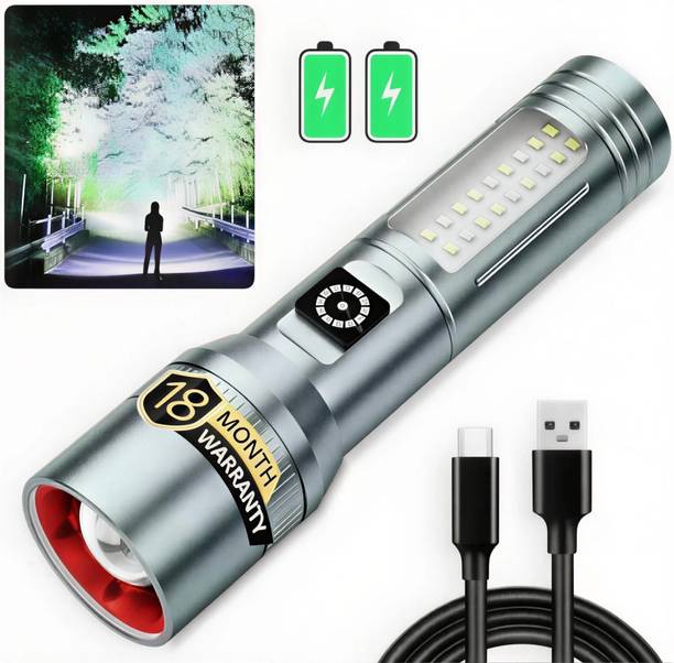 HYMASA M15 Metal Led Light Long Range 1000 Meter 1 Km High Power Zoomable & Type-C Torch