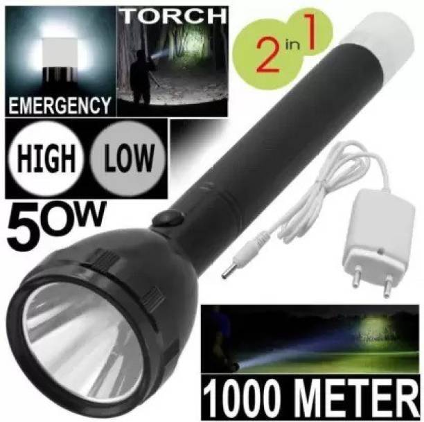 Smuf RECHARGEABLE TORCH TWO IN ONE FLASH LIGHT WITH BACK LIGHT Torch