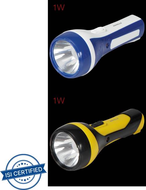 HAVELLS PATHFINDER 10 YELLOW &amp; BLUE ( 2 Torch ) 1 W Rechargeable Torch Torch