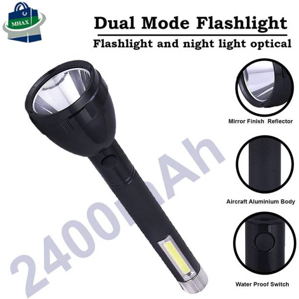 MHAX 2Mode PowerFull Led Rechargeable Long Range Torch Up to1_Km_&amp;_Back_Light_6 hrs Torch
