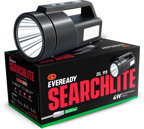 EVEREADY Searchlite DL95 LED Torch (Black, 10 cm, Rechargeable)