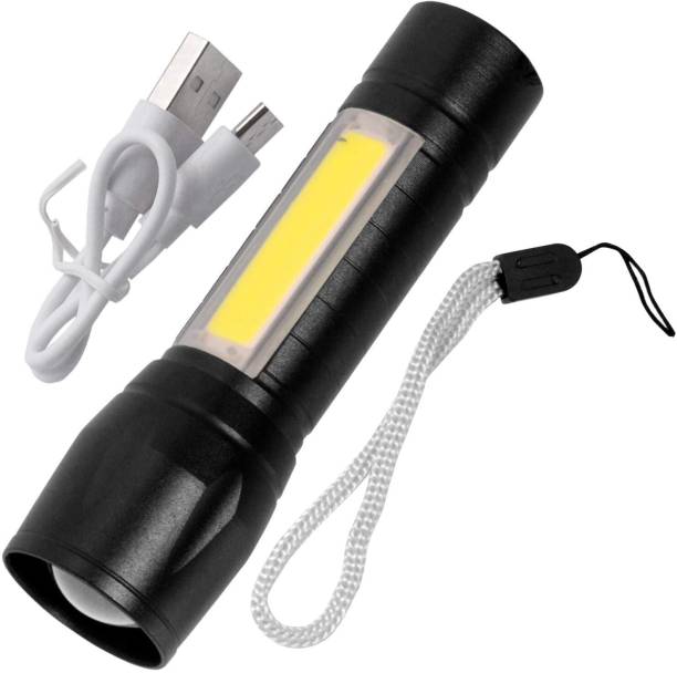 GLARIXA Metal LED Rechargeable Torch Light, LED Flashlight with 1 Storage Box Torch