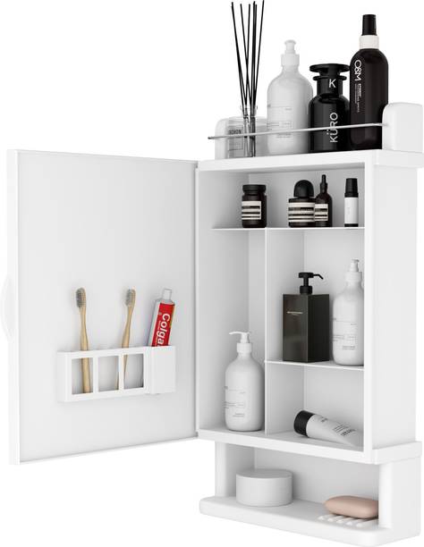 GLOXY by GLOXY Wall Mount Cabinet with Mirror Door Soap/Toothbrush Holder/Rack/Organizer White Towel Holder