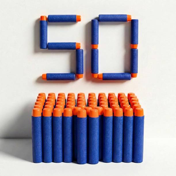 SCHUBERT 50 Soft Foam Bullet Darts Compatible for All Fire Blaze NERF Toy Guns Blue, Red Darts & Plastic Bullets
