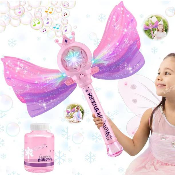 VikriDa LED Bubble Wand Toy with Music & 100ml Solution Indoor Outdoor Party Fun Toy Bubble Maker