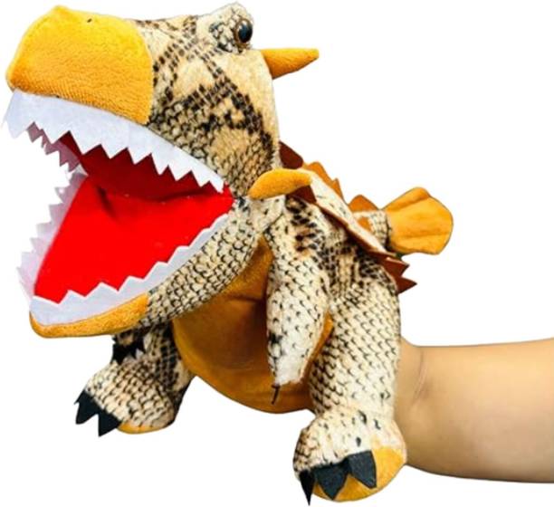 Toys cartel Brown Dinosaur Soft Toy Hand Puppet for Kids Learning Hand Puppets