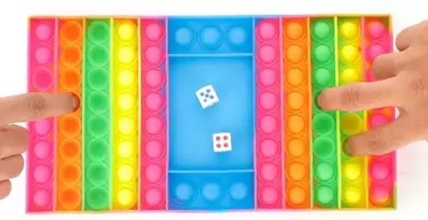 RJV Global Ludo Pop It Glow in The Dark Puppet Toys for Stress Relief Toy Board Game Finger Puppets