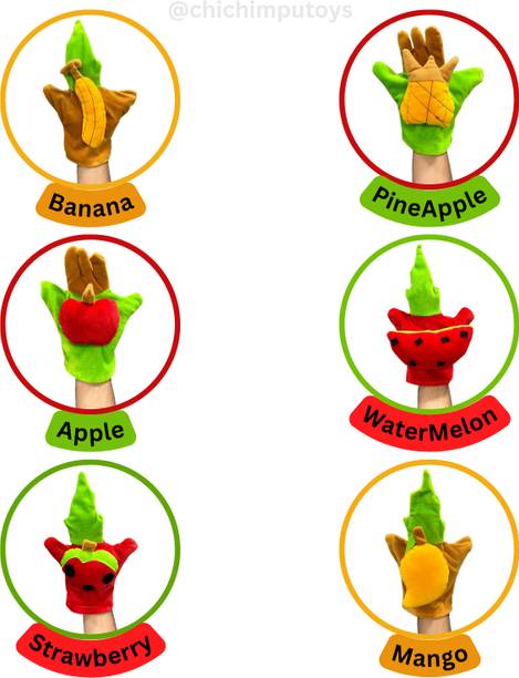 Ritu Shubhman's Creation Fruits Hand Puppets (Set of 6 pcs) Hand Puppets for Kids | Storytelling Puppets Hand Puppets